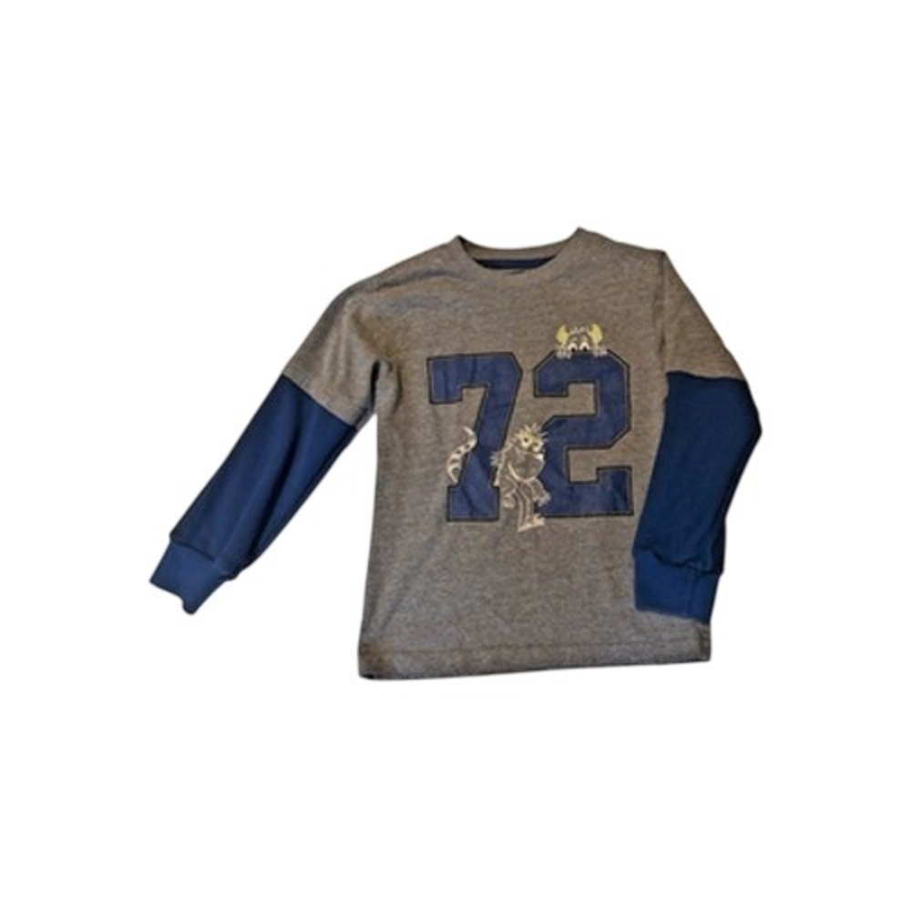 365 Kids from Garanimals Boys Monster Graphic Long Sleeve T-Shirt Gray Navy 10‎